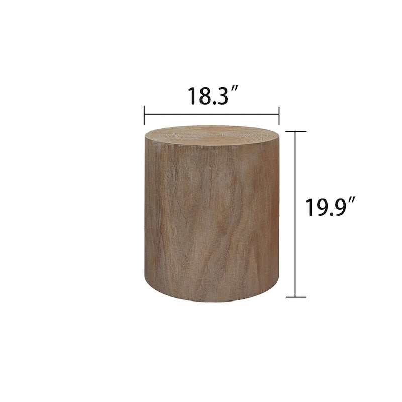 Table d'appoint cylindrique ronde en bois massif Noir Naturel Blanc