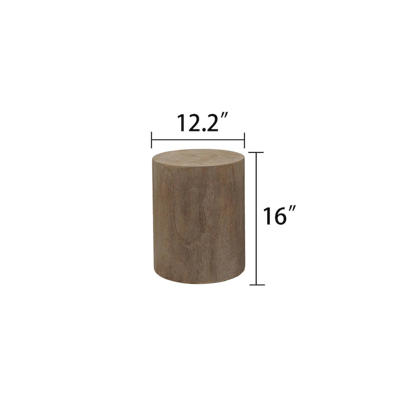 Table d'appoint cylindrique ronde en bois massif Noir Naturel Blanc