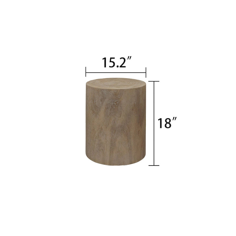 Table d'appoint cylindrique ronde en bois massif Noir Naturel Blanc