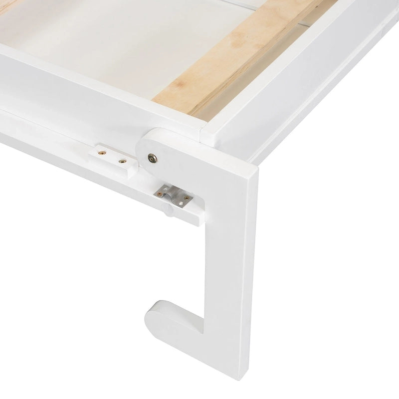 Lit escamotable mural blanc avec vérin hydraulique et éclairage LED