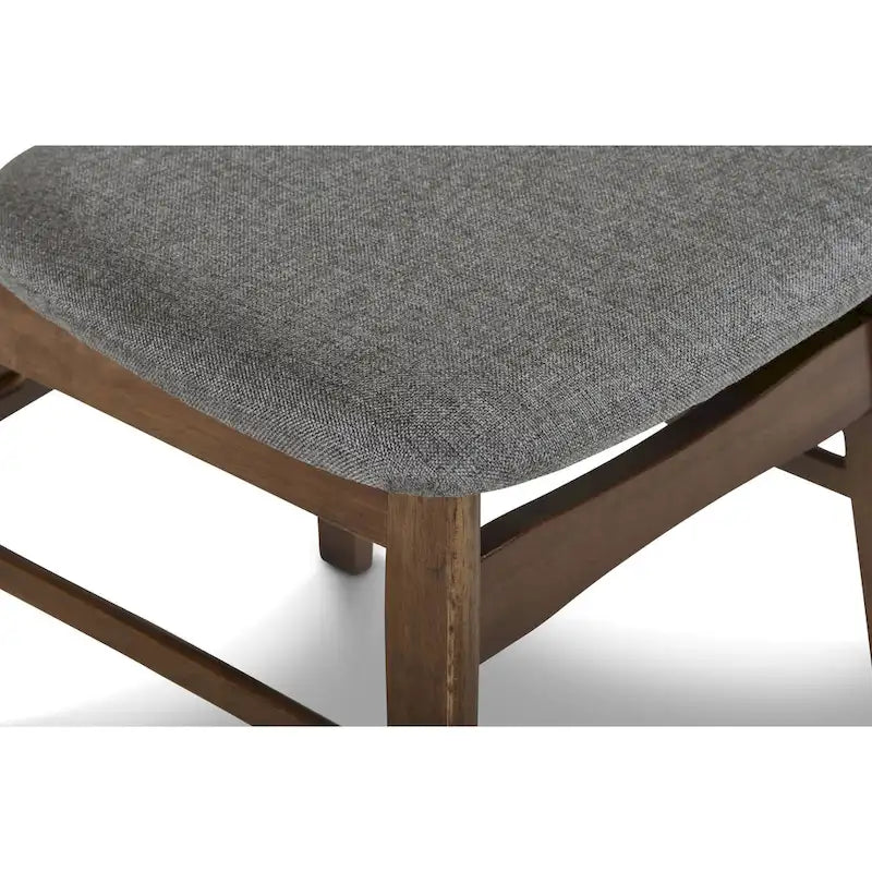 Chaise de salle à manger en hévéa de style milieu du siècle, avec assise rembourrée en tissu, finition noyer