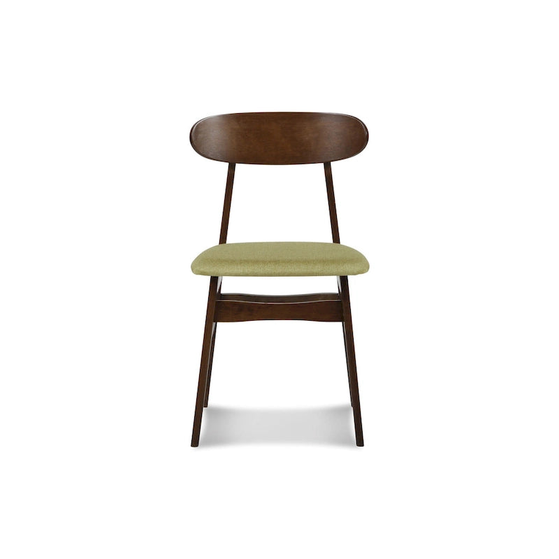 Chaise de salle à manger en hévéa de style milieu du siècle, avec assise rembourrée en tissu, finition noyer