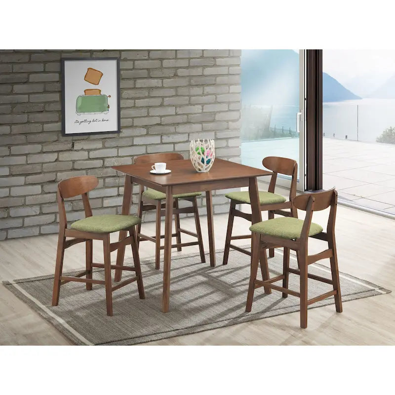 Chaise de salle à manger en hévéa de style milieu du siècle, avec assise rembourrée en tissu, finition noyer