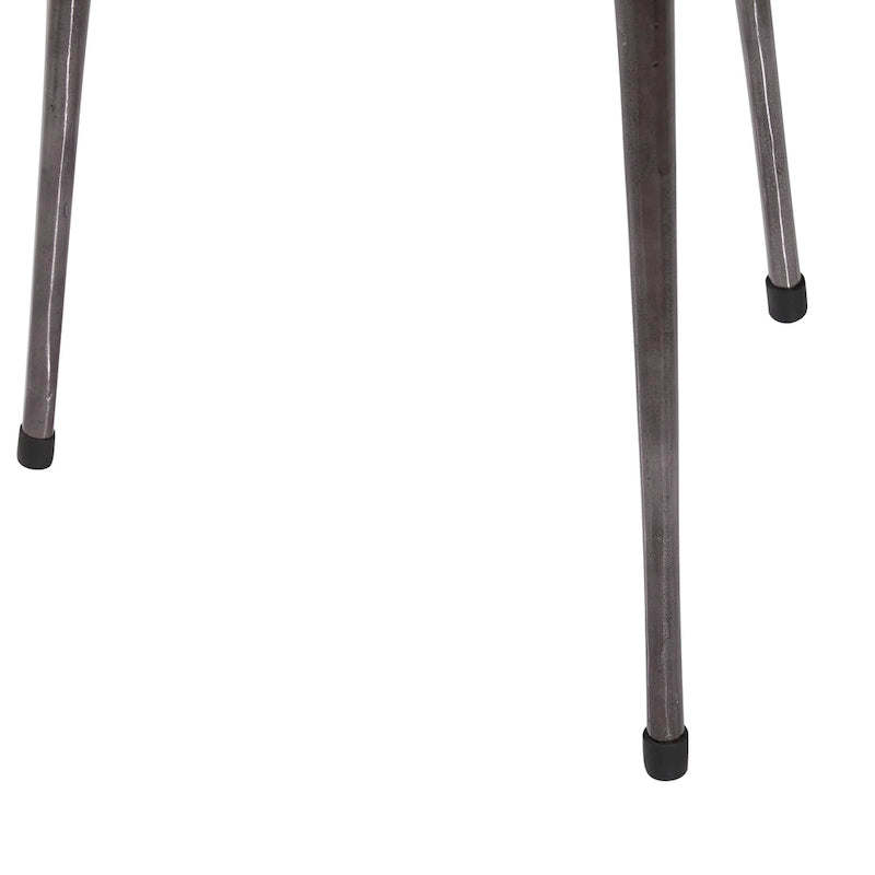 Table d'appoint ronde en manguier avec plateau tranche et pieds trépieds marron