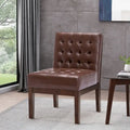 Fauteuil d'appoint capitonné en similicuir avec pieds en bois d'hévéa couleur expresso foncé
