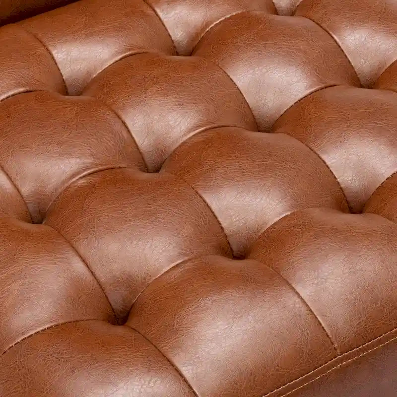 Fauteuil d'appoint capitonné en similicuir avec pieds en bois d'hévéa couleur expresso foncé