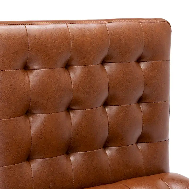 Fauteuil d'appoint capitonné en similicuir avec pieds en bois d'hévéa couleur expresso foncé