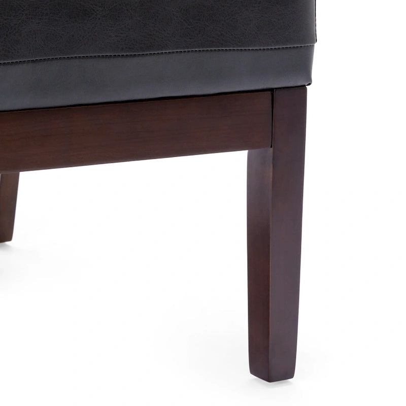 Fauteuil d'appoint capitonné en similicuir avec pieds en bois d'hévéa couleur expresso foncé