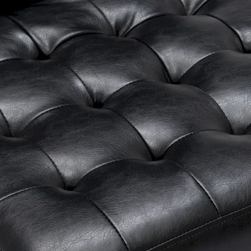 Fauteuil d'appoint capitonné en similicuir avec pieds en bois d'hévéa couleur expresso foncé
