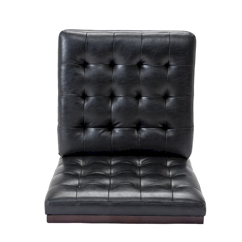 Fauteuil d'appoint capitonné en similicuir avec pieds en bois d'hévéa couleur expresso foncé