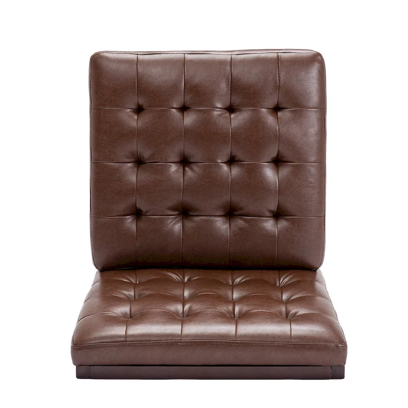 Fauteuil d'appoint capitonné en similicuir avec pieds en bois d'hévéa couleur expresso foncé