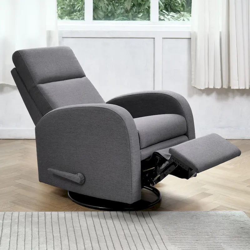 Fauteuil inclinable, pivotant et basculant manuel en tissu gris