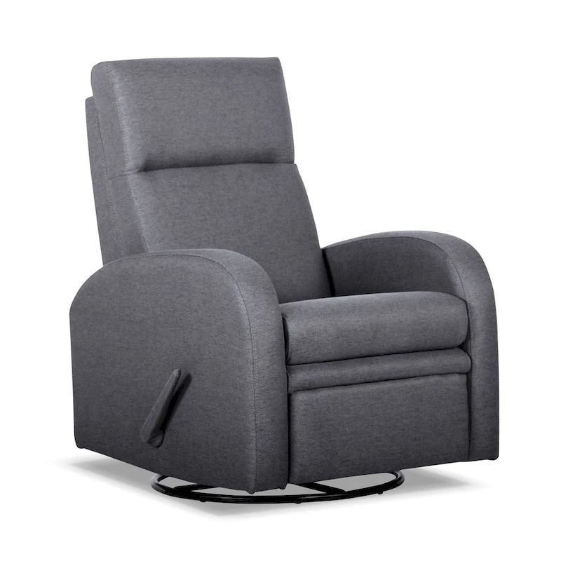 Fauteuil inclinable, pivotant et basculant manuel en tissu gris