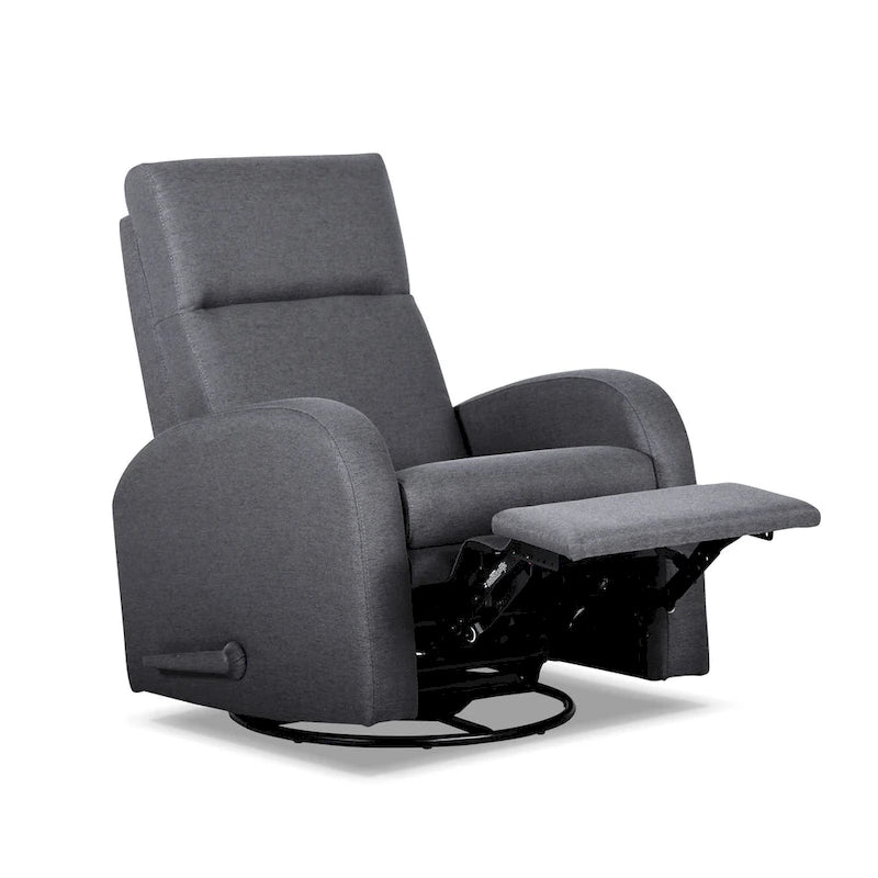 Fauteuil inclinable, pivotant et basculant manuel en tissu gris