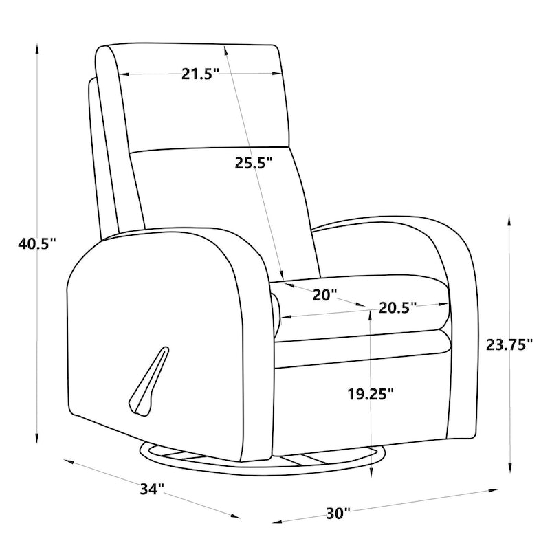Fauteuil inclinable, pivotant et basculant manuel en tissu gris