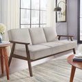 Canapé rembourré de style Mid-Century Modern avec cadre en bois d'hévéa Gris Bleu Jaune