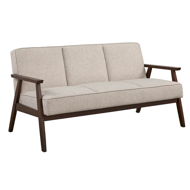 Canapé rembourré de style Mid-Century Modern avec cadre en bois d'hévéa Gris Bleu Jaune
