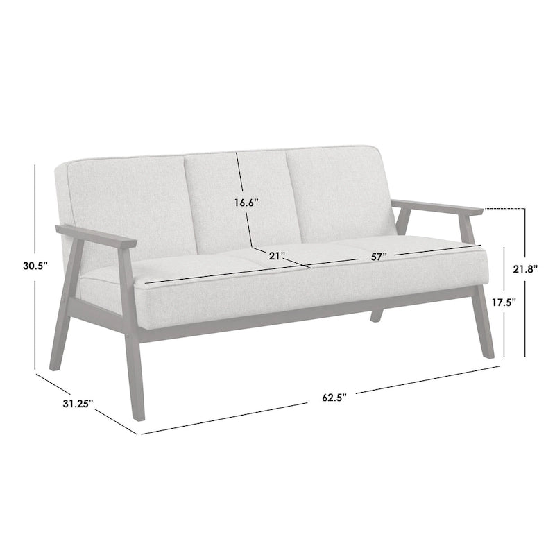 Canapé rembourré de style Mid-Century Modern avec cadre en bois d'hévéa Gris Bleu Jaune