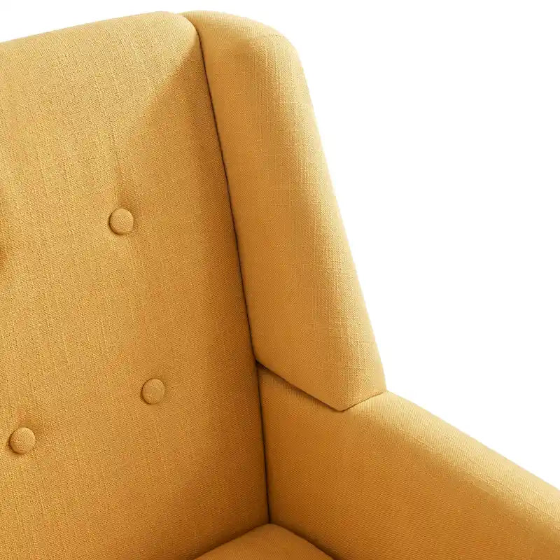 Fauteuil d'appoint capitonné en lin de style Mid-Century avec pieds en bois massif