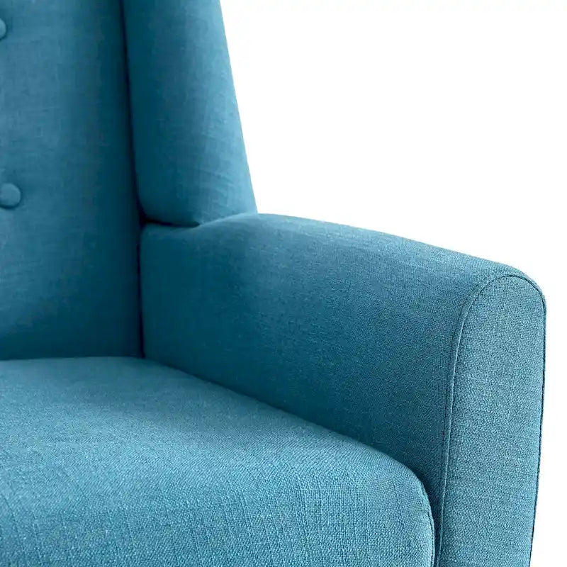 Fauteuil d'appoint capitonné en lin de style Mid-Century avec pieds en bois massif