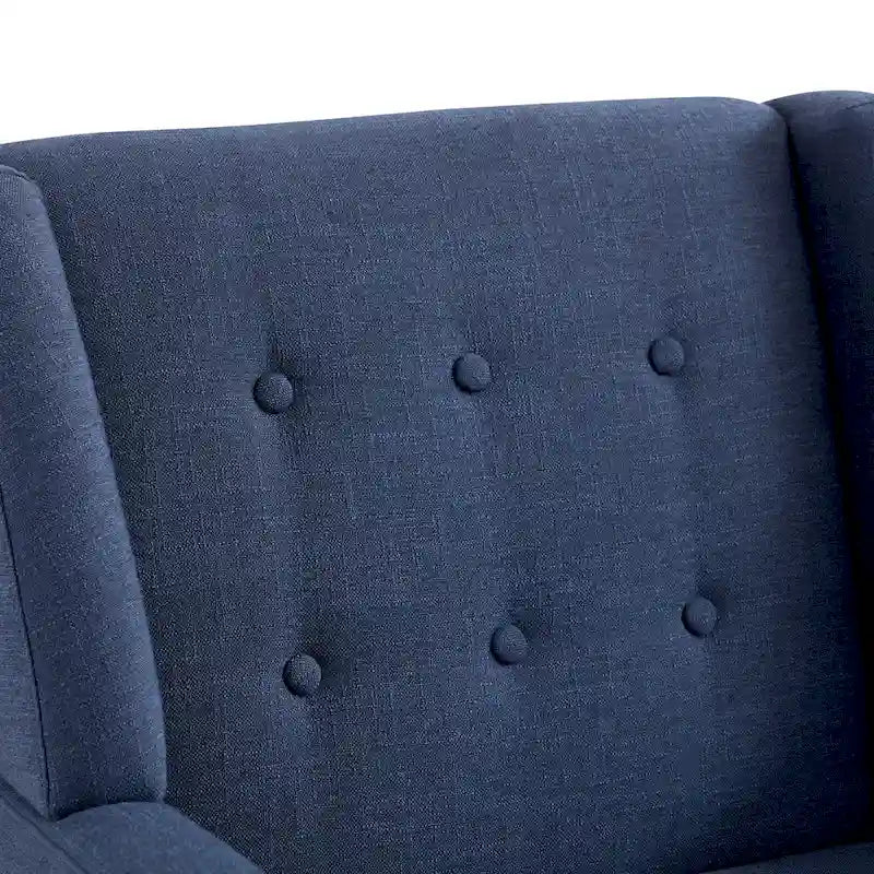 Fauteuil d'appoint capitonné en lin de style Mid-Century avec pieds en bois massif