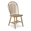 Chaise de salle à manger classique Arrowback en bois d'hévéa massif, finition naturelle, style ferme.
