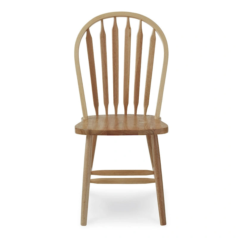 Chaise de salle à manger classique Arrowback en bois d'hévéa massif, finition naturelle, style ferme.