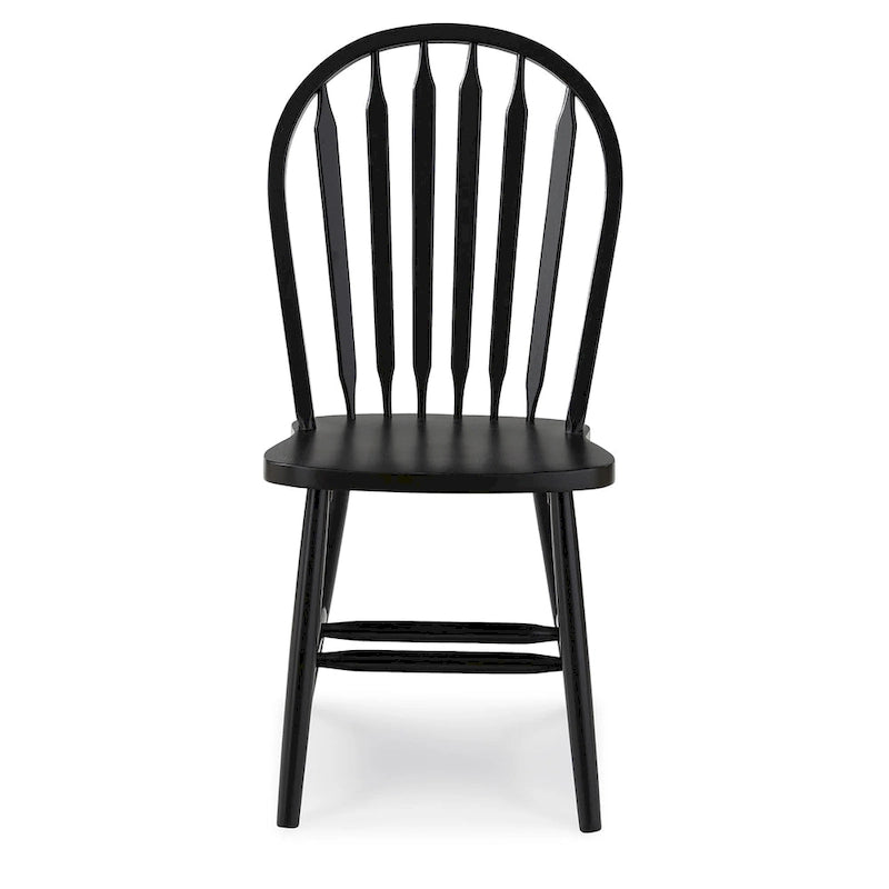 Chaise de salle à manger classique Arrowback en bois d'hévéa massif, finition naturelle, style ferme.