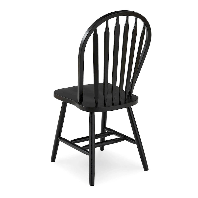 Chaise de salle à manger classique Arrowback en bois d'hévéa massif, finition naturelle, style ferme.