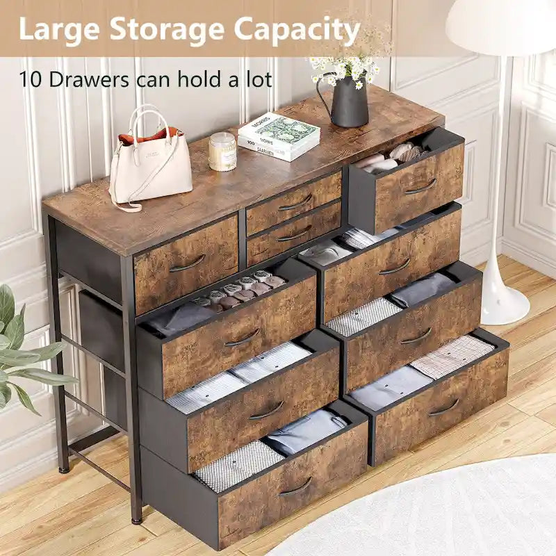 Large commode de rangement en tissu à 10 tiroirs – Meuble TV