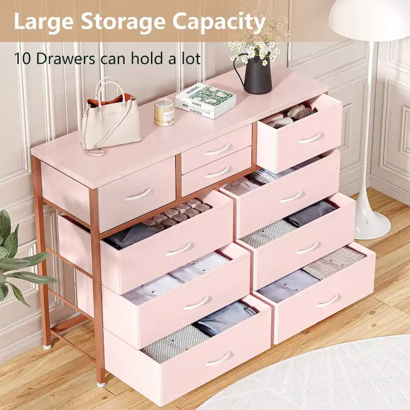 Large commode de rangement en tissu à 10 tiroirs – Meuble TV