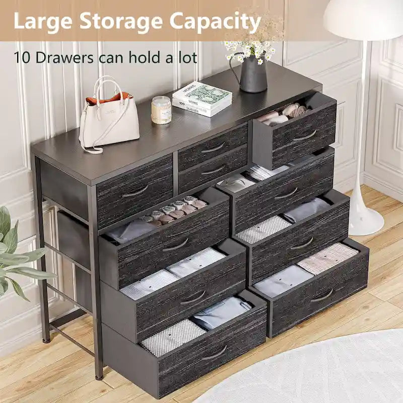Large commode de rangement en tissu à 10 tiroirs – Meuble TV