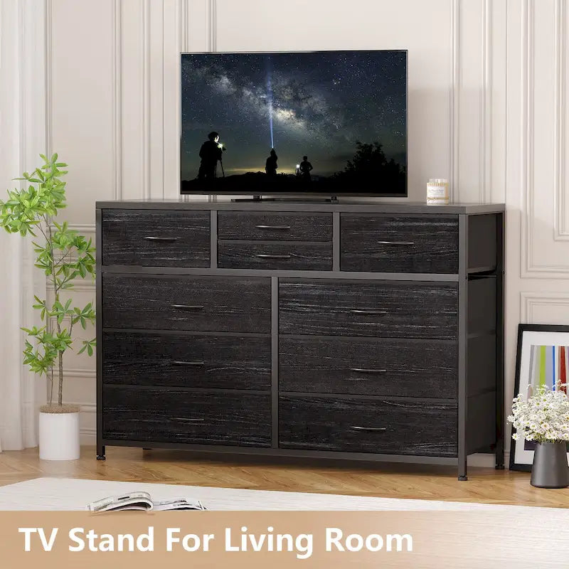Large commode de rangement en tissu à 10 tiroirs – Meuble TV