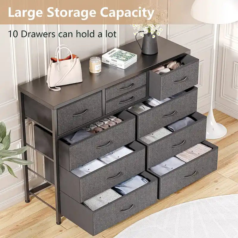 Large commode de rangement en tissu à 10 tiroirs – Meuble TV