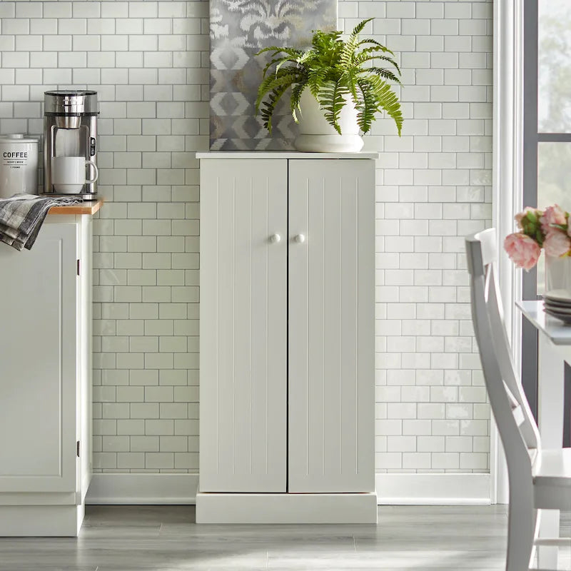 Garde-manger autoportant à double porte pour la cuisine, rangement miel sauge rouge blanc