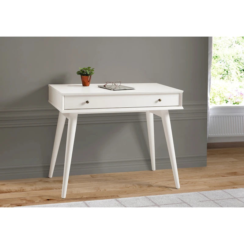 Bureau d'écriture en bois massif du milieu du siècle avec tiroir, finition chêne blanc, marron, noir
