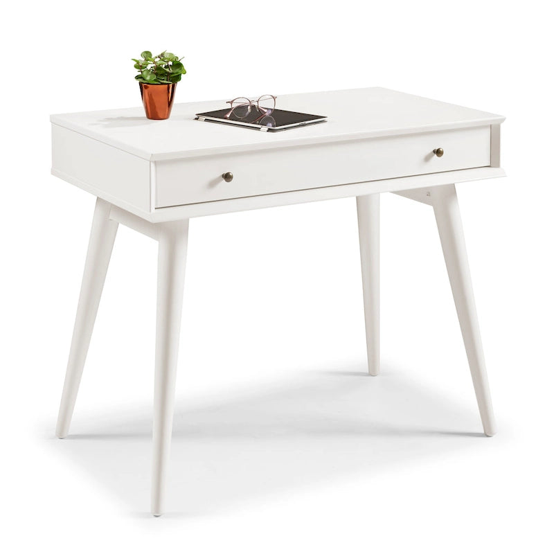 Bureau d'écriture en bois massif du milieu du siècle avec tiroir, finition chêne blanc, marron, noir