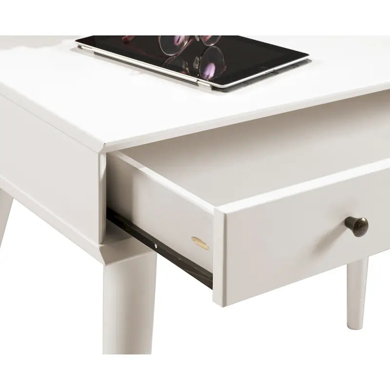 Bureau d'écriture en bois massif du milieu du siècle avec tiroir, finition chêne blanc, marron, noir