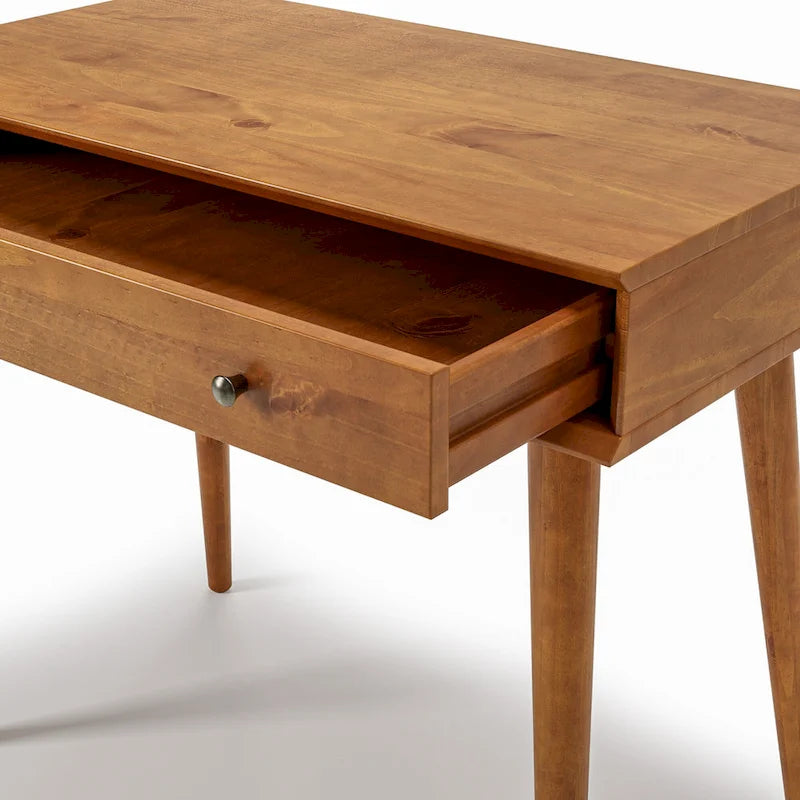 Bureau d'écriture en bois massif du milieu du siècle avec tiroir, finition chêne blanc, marron, noir