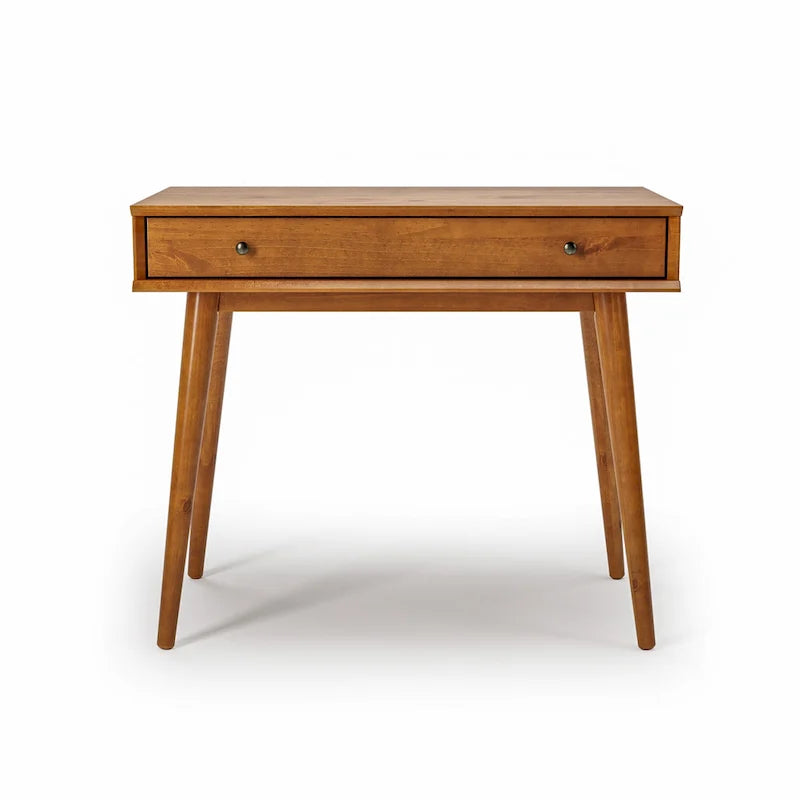 Bureau d'écriture en bois massif du milieu du siècle avec tiroir, finition chêne blanc, marron, noir