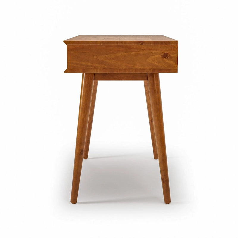 Bureau d'écriture en bois massif du milieu du siècle avec tiroir, finition chêne blanc, marron, noir