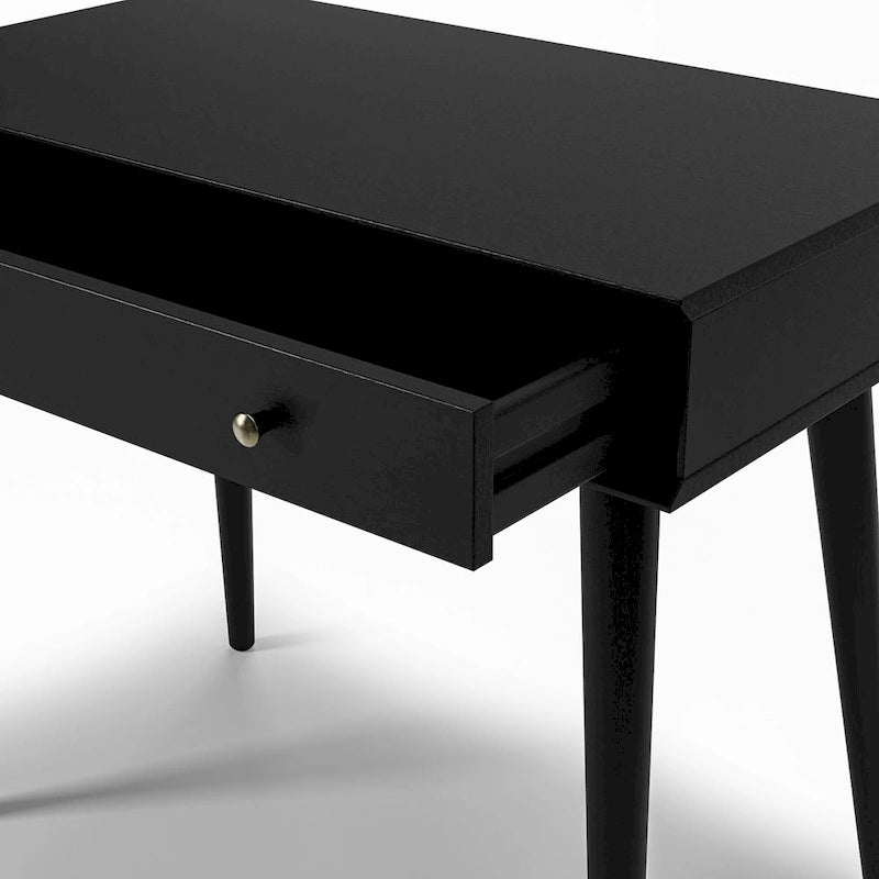 Bureau d'écriture en bois massif du milieu du siècle avec tiroir, finition chêne blanc, marron, noir