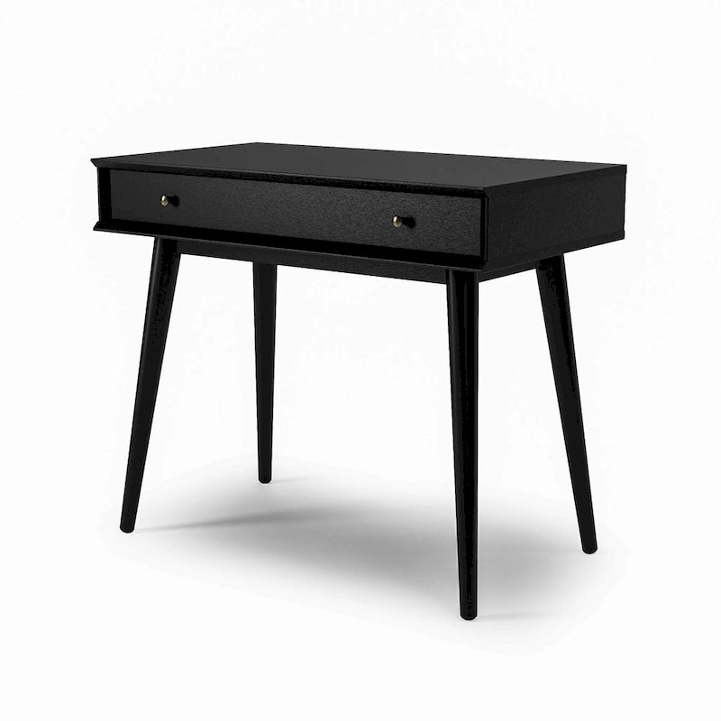 Bureau d'écriture en bois massif du milieu du siècle avec tiroir, finition chêne blanc, marron, noir