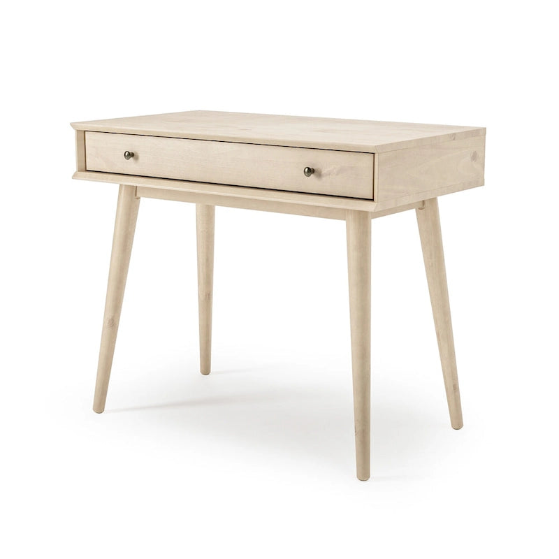 Bureau d'écriture en bois massif du milieu du siècle avec tiroir, finition chêne blanc, marron, noir