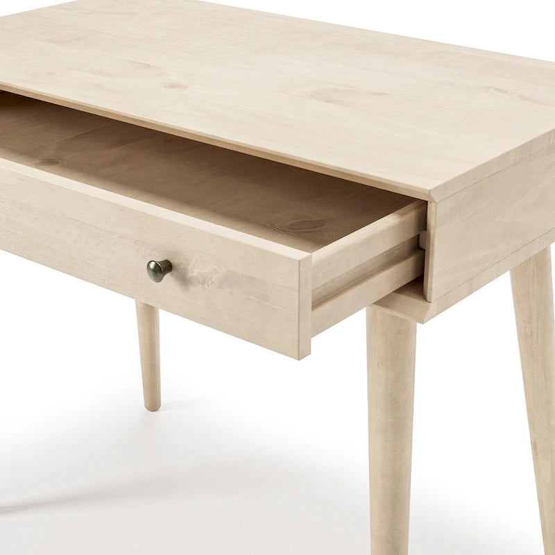 Bureau d'écriture en bois massif du milieu du siècle avec tiroir, finition chêne blanc, marron, noir