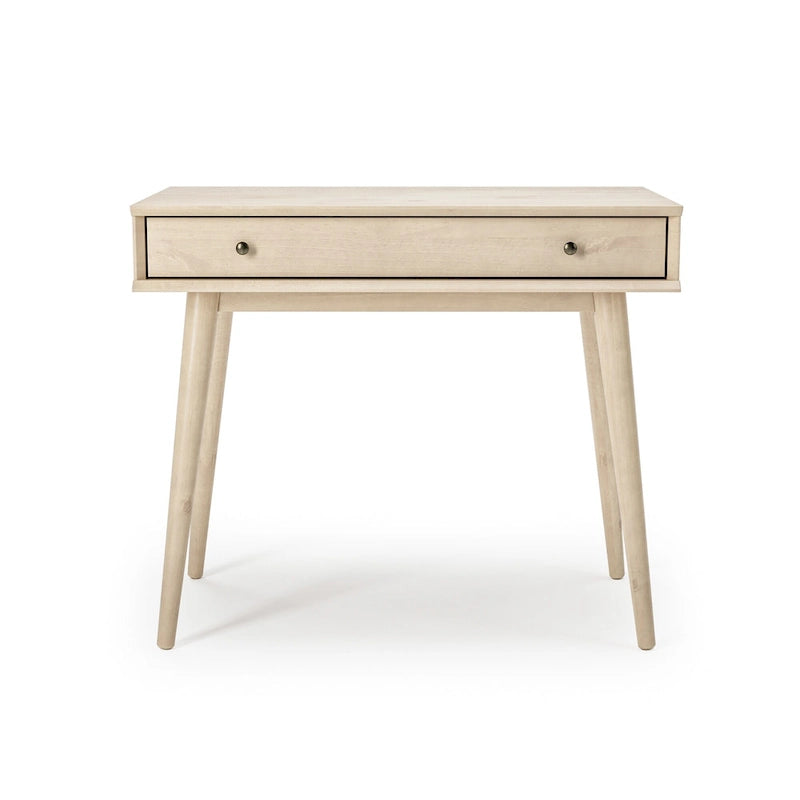 Bureau d'écriture en bois massif du milieu du siècle avec tiroir, finition chêne blanc, marron, noir
