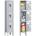 Meuble de rangement à 3 portes en métal avec moraillon gris