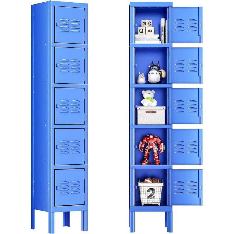 Meuble de rangement à 3 portes en métal avec moraillon gris