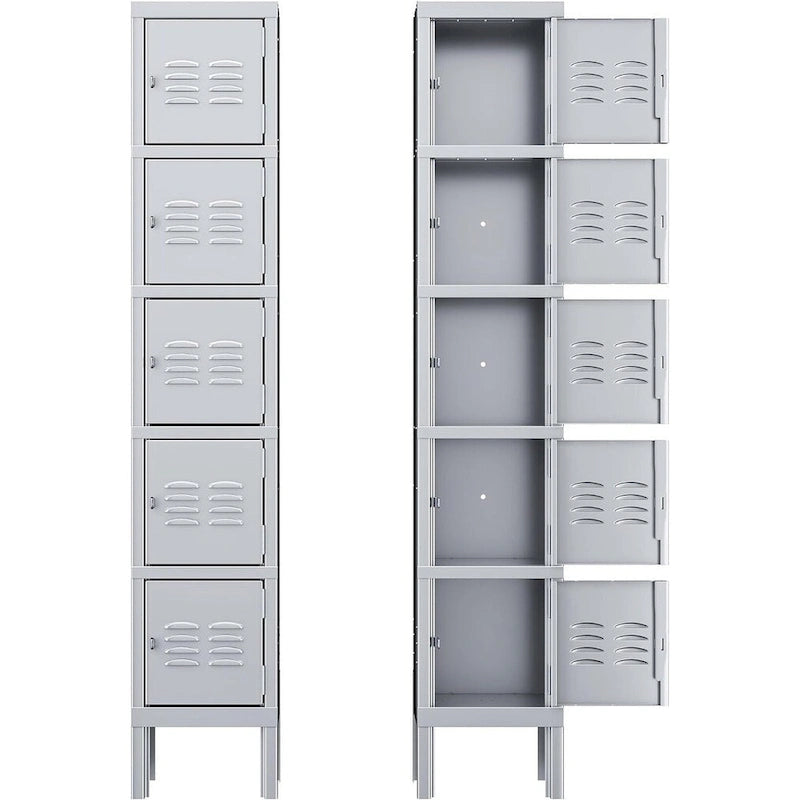 Meuble de rangement à 3 portes en métal avec moraillon gris