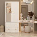 Armoire de chambre moderne avec miroir, tiroirs et tringle de rangement